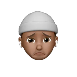 ☹️ df0840db 이모지, 슬픈, 사람, 모자, AirPods telegram sticker