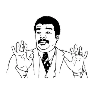 🙌 8633caf7 Neil deGrasse Tyson, sains, meme, reaksi, hitam putih telegram sticker