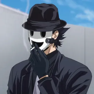 🚬 4ab8bacb アニメ, マスク, 喫煙, ソフト帽, 手袋, スーツ telegram sticker