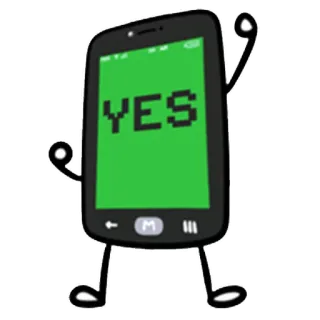 💪 256f7045 YES telefone, desenho animado, afirmativo, sim, aprovação, comunicação, dispositivo telegram sticker