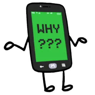 🤔 432be589 WHY ??? pergunta, telefone, desenho animado, por que, confusão, android telegram sticker