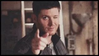 🐚 63ebb5d0 knipoog, man, portret, Dean Winchester telegram sticker