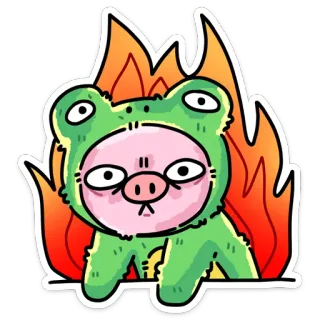 🔥 2fa53a8c カエル, 火, ブタ, 動物, かわいい, ステッカー telegram sticker