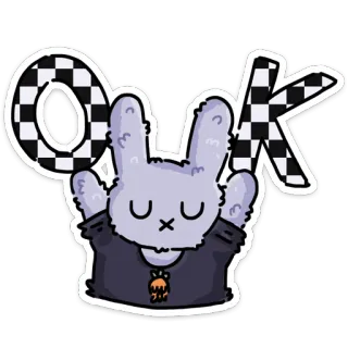 👌 5b75de22 OK ウサギ, バニー, OK, 可愛い, 漫画, ステッカー, 市松模様, 動物 telegram sticker