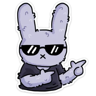 😎 96d4639d うさぎ, 漫画, 中指, 攻撃的, ジェスチャー, サングラス telegram sticker