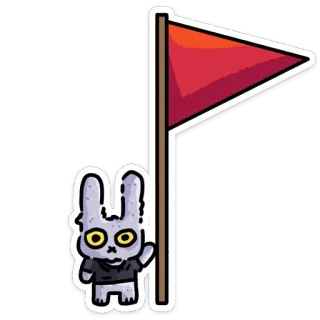 🚩 1ad3c84d Hase, Flagge, Cartoon, Tier, Aufkleber, winkend telegram sticker