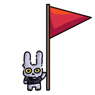 🚩 127704b2 coniglio, coniglio, teschio, bandiera, cartone animato, animale, inquietante, disegno telegram sticker