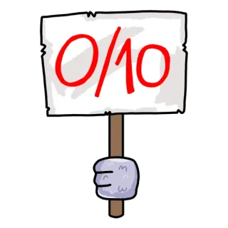 0️⃣ 62f66ee9 0/10 Recensione, Segno, Valutazione, Fallimento, Punteggio telegram sticker