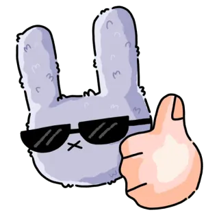😎 6730c3d5 Cartone animato, Coniglio, Coniglio, Pollice in su, Occhiali da sole, Carino telegram sticker
