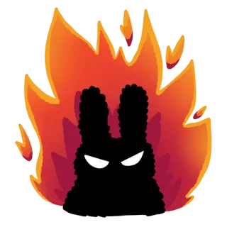 🔥 6c5657c1 coniglio, fuoco, silhouette, cartone animato, arrabbiato, fiamme telegram sticker