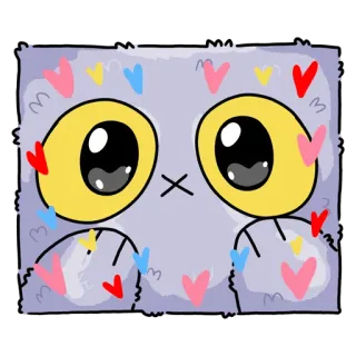 🥰 c7fba6be sticker, personaggio, cuori, cartone animato, carino, occhi, grigio telegram sticker