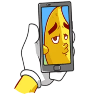 📱 606e83f0 banan, selfie, kreskówka, owoc, smartfon telegram sticker