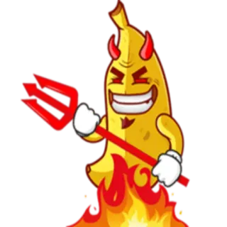 😈 6507bfd7 banan, diabeł, kreskówka, jedzenie, humor, zło telegram sticker