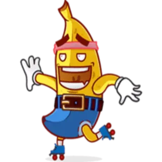 ⛸ 81ba1cc1 banan, kreskówka, rolki, owoc, fitness, postać telegram sticker
