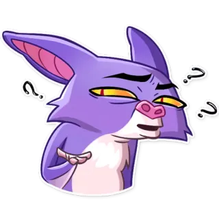 ❓ 78d59a81 kelelawar, kartun, binatang, ungu, pertanyaan, ekspresi whatsapp sticker