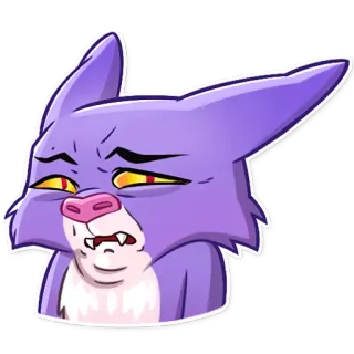 😣 bbac36de kartun, hewan, kucing, ungu, jijik, ekspresi whatsapp sticker