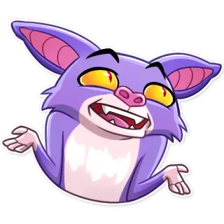 🤷‍♂ df9519ee kelelawar, kartun, hewan, mamalia, stiker, ungu, ilustrasi whatsapp sticker