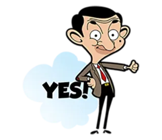👍 4526d458 Mr. Bean YES! Cartone animato, Personaggio, Mr. Bean, Approvazione, Positivo whatsapp sticker