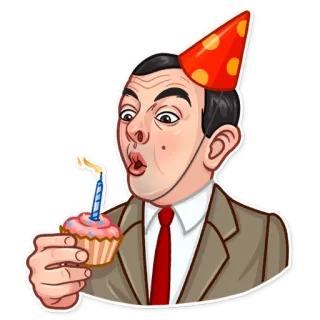 🥳 016b65b5 Mr. Bean Mr. Bean, Compleanno, Cartoni animati, Cupcake, Cappellino da festa whatsapp sticker