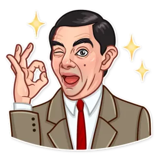 👌 40dacf52 Mr. Bean Mr. Bean, Rowan Atkinson, Commedia, Umorismo britannico, Divertente, Occhiolino, OK whatsapp sticker