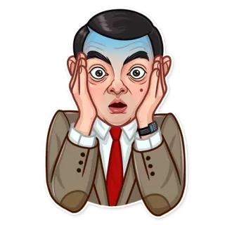😨 e33ee993 Mr. Bean Mr. Bean, cartone animato, divertente, preoccupato, spaventato, scioccato, sorpreso whatsapp sticker