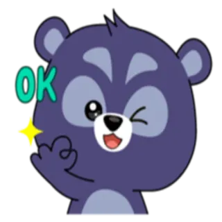 👌 b9000d7f OK urso, ok, aprovado, fofo, desenho animado, brilho telegram sticker