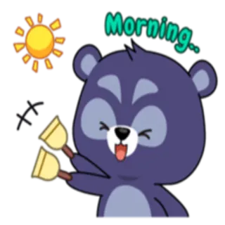 ☀️ b9425047 Morning.. urso, manhã, desenho animado, sol, sinos, fofo, saudação telegram sticker