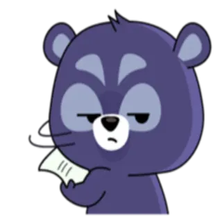 ✉️ fc3465e4 desenho animado, animal, urso, ilustração, personagem, entediado, papel telegram sticker