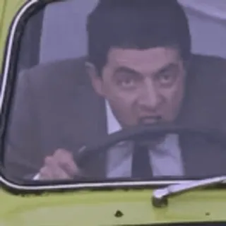 🚗 f14e3b66 Mr. Bean Mr. Bean, Rowan Atkinson, menyetir, mobil, lucu, komedi whatsapp sticker