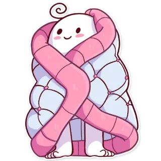 🙂 114482ae 귀여운, 만화, 캐릭터, 담요, 마시멜로 telegram sticker