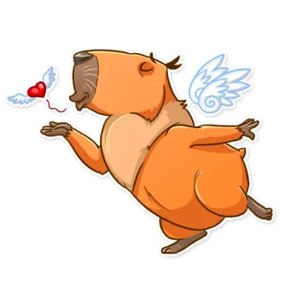 😘 fdb11a17 capivara, anjo, coração, amor, desenho animado, animal, fofo telegram sticker