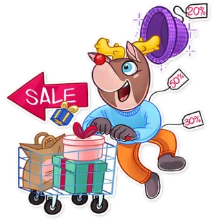 👛 01c82a06 SALE Шопинг, Распродажа, Скидки, Олень, Корзина, Подарки, Предложения telegram sticker