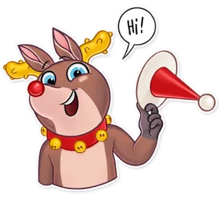 👋 3649ab25 Hi! олень, рождество, праздник, приветствие, мультфильм telegram sticker