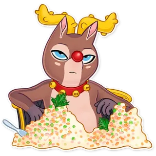 😎 41d1496d олень, животное, еда, мультфильм, милый, персонаж telegram sticker