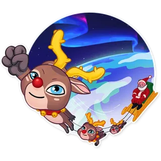 🏃 d3817354 Santa Claus Рождество, Дед Мороз, Олень, праздник, праздничный, сани telegram sticker