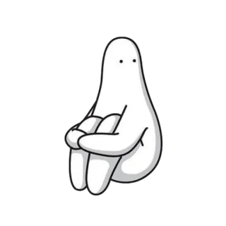 🌫 1b954e43 Blob, Dibujos animados, Blanco, Minimalista, Sentado, Personaje whatsapp sticker