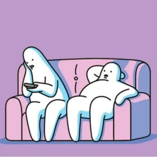 🌫 8eabf583 sofá, relajación, perezoso, viendo la tele, aburrido, dibujos animados, casa whatsapp sticker