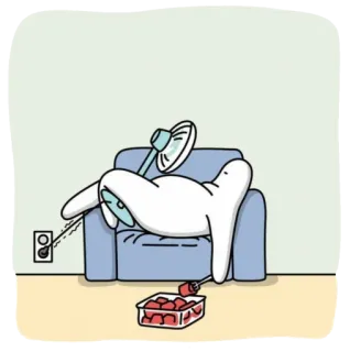 🌫 a64605b6 dibujos animados, relajarse, silla, ventilador, fresas, perezoso whatsapp sticker