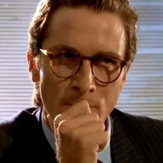 🤔 3f524c0b Patrick Bateman American Psycho patrick bateman, american psycho, christian bale, bril, yuppie, jaren 80 telegram sticker