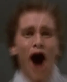 😮 691bfdf0 Patrick Bateman American Psycho schok, horror, schreeuw, gezicht, emotie, film telegram sticker