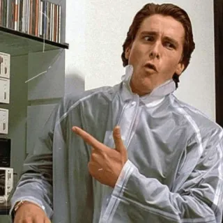 👈 c1de025f Patrick Bateman American Psycho wijzend, uitdrukking, film, grappig telegram sticker