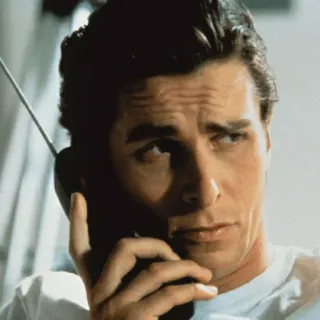 🤙 c2ef2d6c Patrick Bateman American Psycho Patrick Bateman, American Psycho, Christian Bale, Jaren 80, Financiën, Yuppie telegram sticker