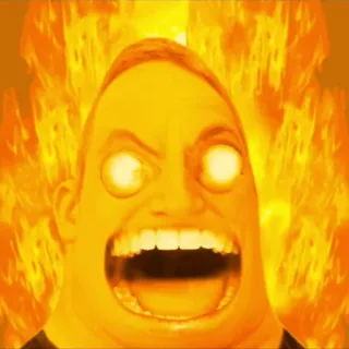 😡 93c916d1 Mr. Incredible The Incredibles enojado, dibujos animados, fuego, superhéroe, animado telegram sticker