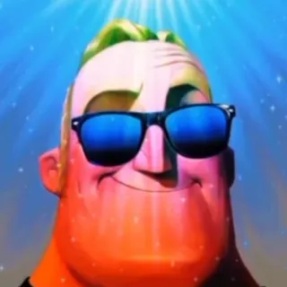 😎 e3af0bf4 Mr. Incredible The Incredibles mr.increíble, guay, gafas de sol, dibujos animados, pixar telegram sticker
