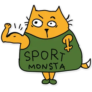 💪 e59071e0 SPORT MONSTA cat, animal, sports, muscle, cartoon, fitness, monster telegram sticker