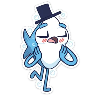 ☺️ 4d66052c 漫画, サメ, シルクハット, シャボン玉, 可愛い, 風変わり, キャラクター, 海の生き物 telegram sticker