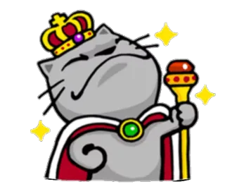 👸 0d88a8ff Katze, König, Krone, königlich, Zepter, Tier telegram sticker