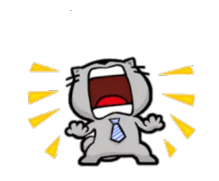 😵 2b3e01db Katze, schreiend, Krawatte, Büro, schockiert, schreien telegram sticker