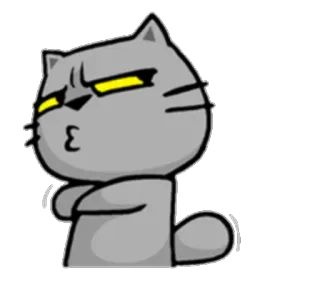 🤔 402caeb5 Katze, Tier, Aufkleber, Cartoon, grau, wütend telegram sticker
