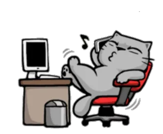 🎧 604aaa7a Katze, Computer, Musik, Entspannung, Stuhl telegram sticker